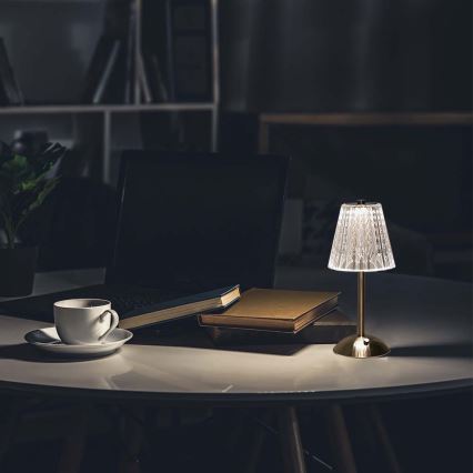 LED Stmievateľná nabíjacia dotyková stolná lampa LED/2,4W/5V 3000-6000K 1800 mAh lesklý chróm