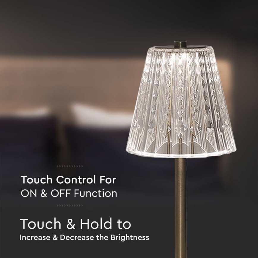 LED Stmievateľná nabíjacia dotyková stolná lampa LED/2,4W/5V 3000-6000K 1800 mAh lesklý chróm
