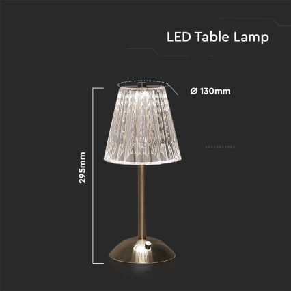 LED Stmievateľná nabíjacia dotyková stolná lampa LED/2,4W/5V 3000-6000K 1800 mAh lesklý chróm