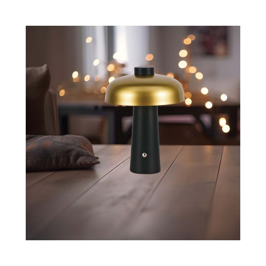 LED Stmievateľná dobíjacia dotyková stolná lampa LED/3W/5V 3000-6000K 1800 mAh čierna/zlatá