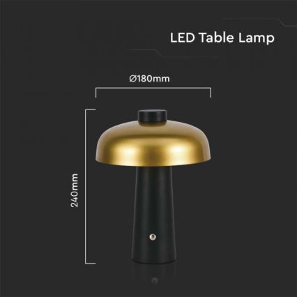 LED Stmievateľná dobíjacia dotyková stolná lampa LED/3W/5V 3000-6000K 1800 mAh čierna/zlatá