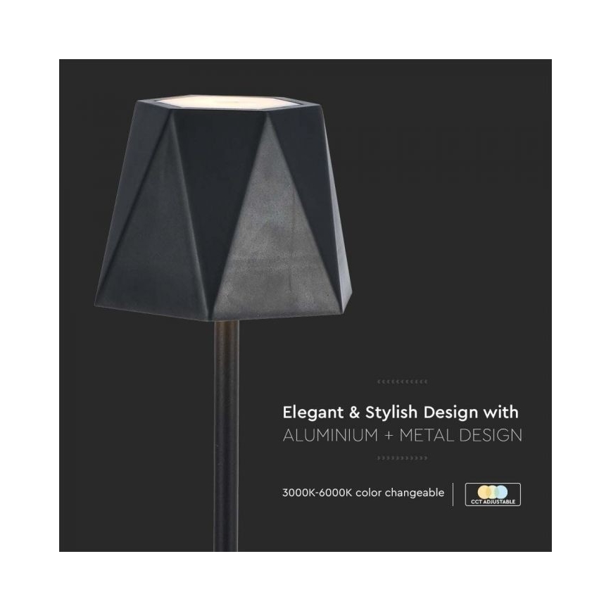 LED Stmievateľná dobíjacia dotyková stolná lampa LED/4W/5V 3000-6000K 1800 mAh čierna