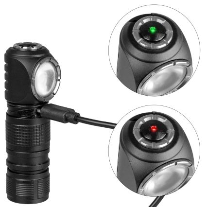 LED stmievateľná nabíjateľná čelovka s červeným svetlom 3v1 LED/10W/5V IP66 500 lm 800 mAh