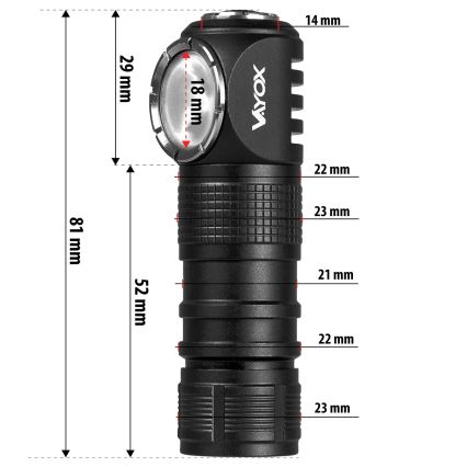 LED stmievateľná nabíjateľná čelovka s červeným svetlom 3v1 LED/10W/5V IP66 500 lm 800 mAh