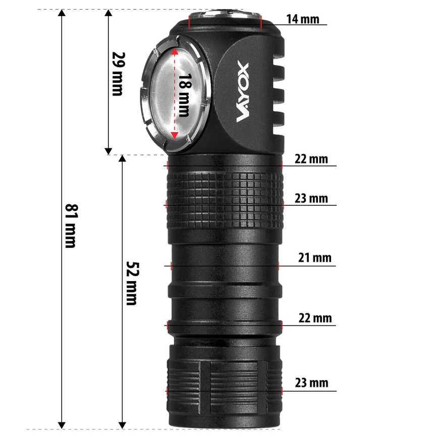 LED stmievateľná nabíjateľná čelovka s červeným svetlom 3v1 LED/10W/5V IP66 500 lm 800 mAh