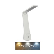 LED Stmievateľná dotyková dobíjacia stolná lampa USB LED/4W/5V 2700K-5700K biela/strieborná
