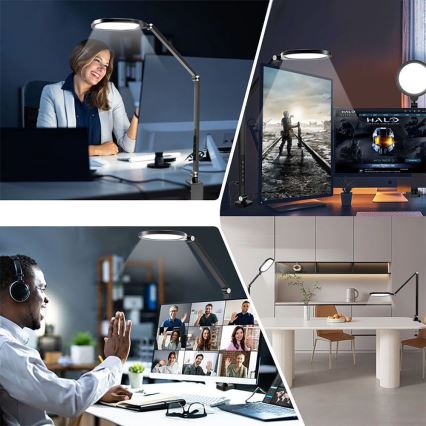 LED Stmievateľná dotyková flexibilná stolná lampa LED/15W/230V 3000-6500K CRI 96 čierna