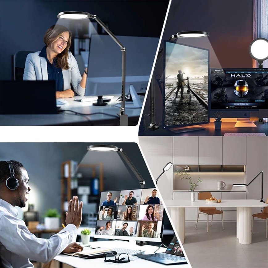 LED Stmievateľná dotyková flexibilná stolná lampa LED/15W/230V 3000-6500K CRI 96 čierna