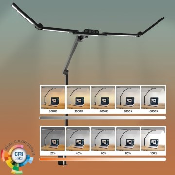 LED Stmievateľná dotyková flexibilná stolná lampa LED/24W/230V 3000-6500K CRI 92 čierna