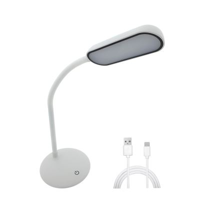LED Stmievateľná dotyková flexibilná stolná lampa LED/6W/5V USB 1200 mAh biela