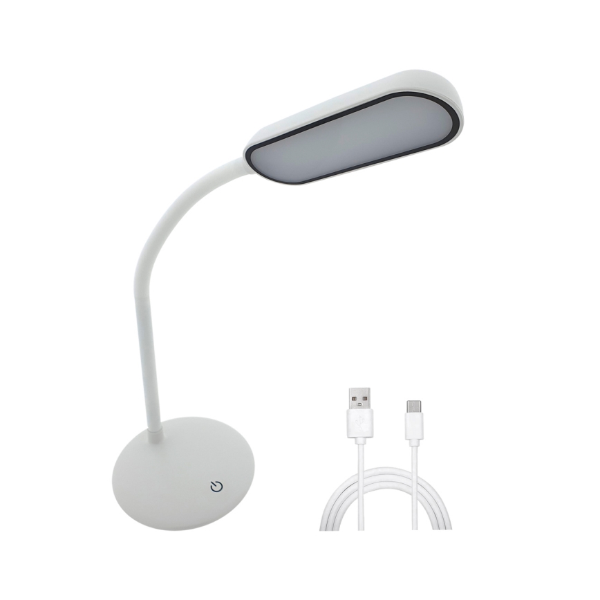 LED Stmievateľná dotyková flexibilná stolná lampa LED/6W/5V USB 1200 mAh biela