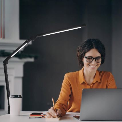 LED stmievateľná dotyková flexibilná stolná lampa s klipom LED/12W/230V 3000/4000/6000K čierna