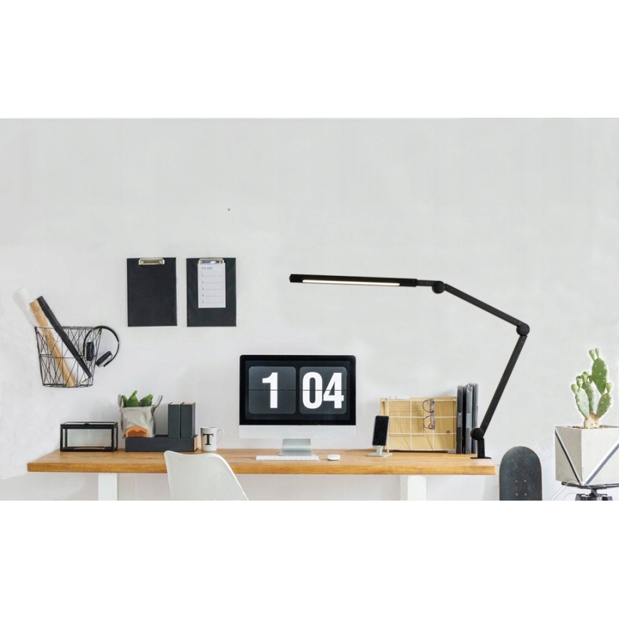 LED stmievateľná dotyková flexibilná stolná lampa s klipom LED/12W/230V 3000/4000/6000K čierna