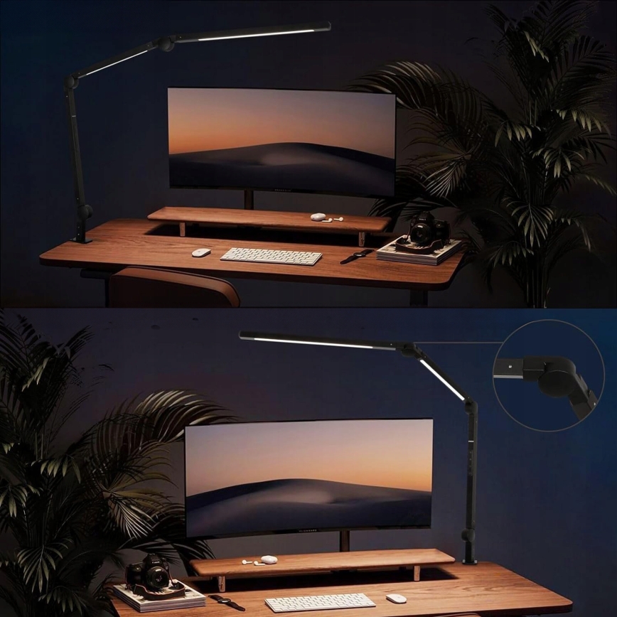 LED stmievateľná dotyková flexibilná stolná lampa s klipom LED/12W/230V 3000/4000/6000K čierna