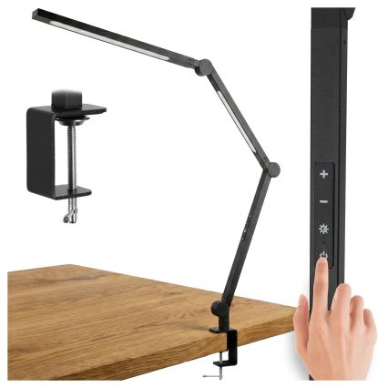 LED stmievateľná dotyková flexibilná stolná lampa s klipom LED/12W/230V 3000/4000/6000K čierna