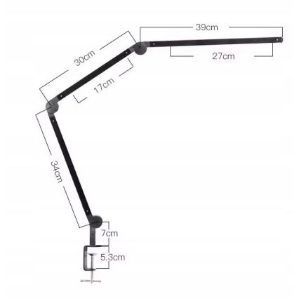 LED stmievateľná dotyková flexibilná stolná lampa s klipom LED/12W/230V 3000/4000/6000K čierna