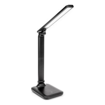 LED Stmievateľná dotyková lampa s bezdrôtovým nabíjaním a USB portom REMUS LED/5W/230V čierna