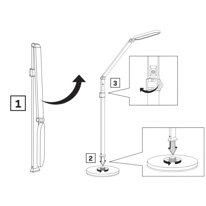 LED Stmievateľná dotyková stojacia lampa FERRARA LED/13W/230V 3000/4000/6000K čierna