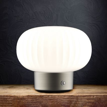 LED Stmievateľná dotyková stolná lampa LATTE LED/1,8W/5V USB 2000 mAh matný chróm/biela
