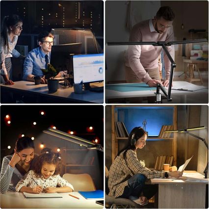 LED Stmievateľná dotyková flexibilná stolná lampa POINTIQ LED/24W/230V 3000-6500K CRI 92 čierna