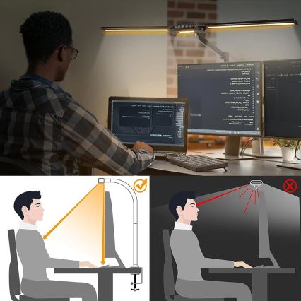 LED Stmievateľná dotyková flexibilná stolná lampa POINTIQ LED/24W/230V 3000-6500K CRI 92 čierna