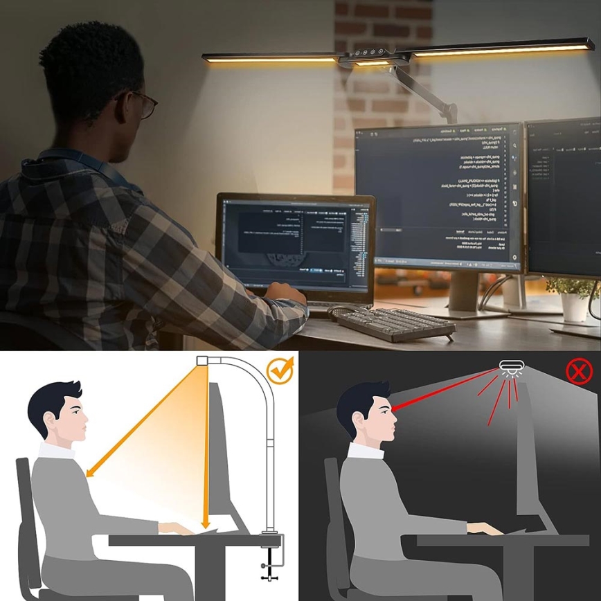 LED Stmievateľná dotyková flexibilná stolná lampa POINTIQ LED/24W/230V 3000-6500K CRI 92 čierna
