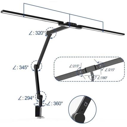 LED Stmievateľná dotyková flexibilná stolná lampa POINTIQ LED/24W/230V 3000-6500K CRI 92 čierna