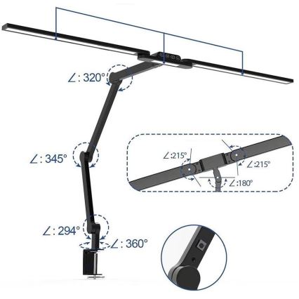 LED Stmievateľná dotyková flexibilní stolná lampa LED/24W/230V 3000-6500K CRI 92 čierna