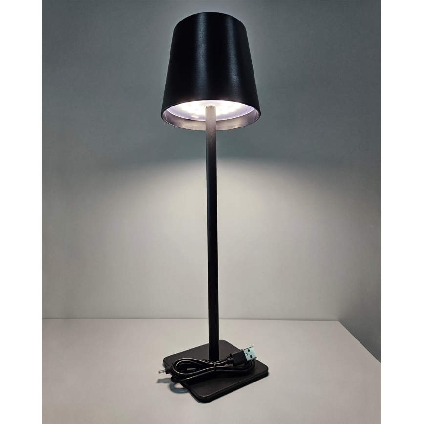 LED Stmievateľná dotyková stolná lampa LED/5W/5V USB 1200 mAh čierna