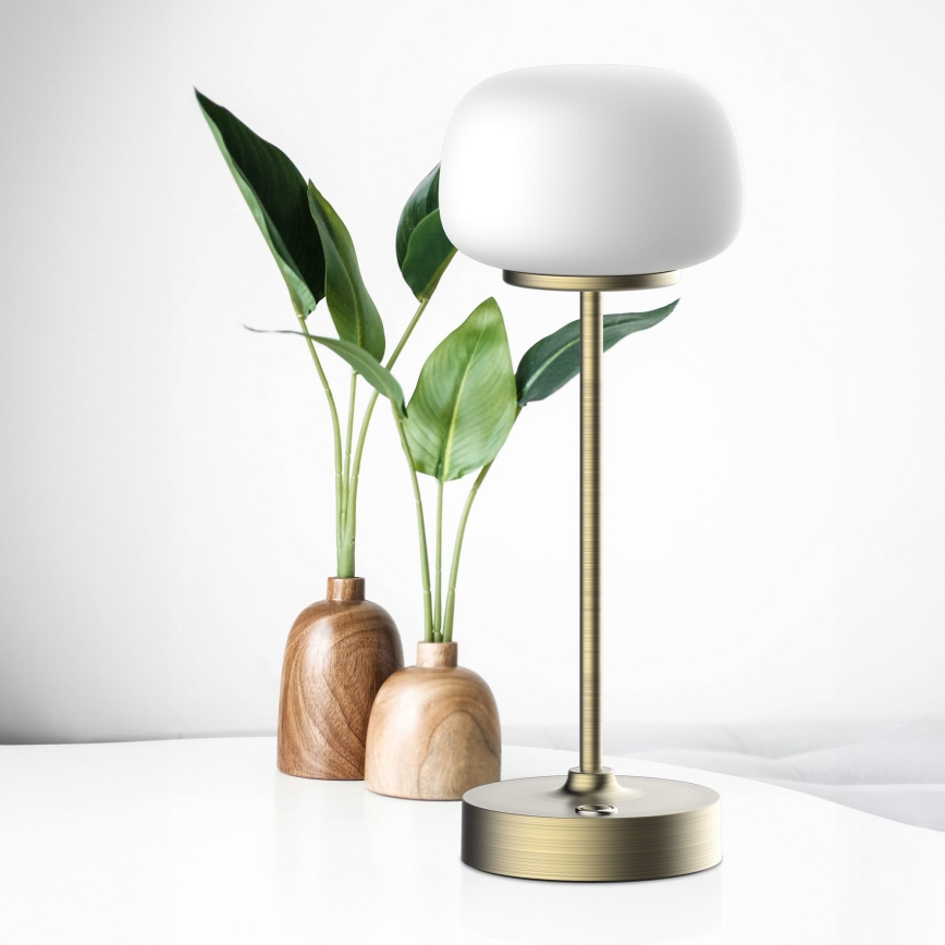 LED Stmievateľná dotyková stolná lampa RIMINI LED/2W/5V USB 2000 mAh zlatá/biela