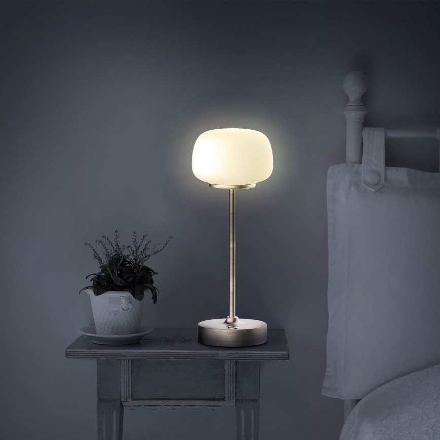 LED Stmievateľná dotyková stolná lampa RIMINI LED/2W/5V USB 2000 mAh zlatá/biela
