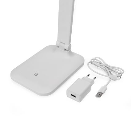 LED stmievateľná dotyková stolná lampa s USB portom REMUS LED/5W/230V biela