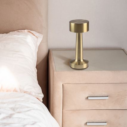 Stmievateľná dotyková LED stolová lampa SIMPLY, 5V, 2700/4000/6500 K, 800 mAh, zlatá