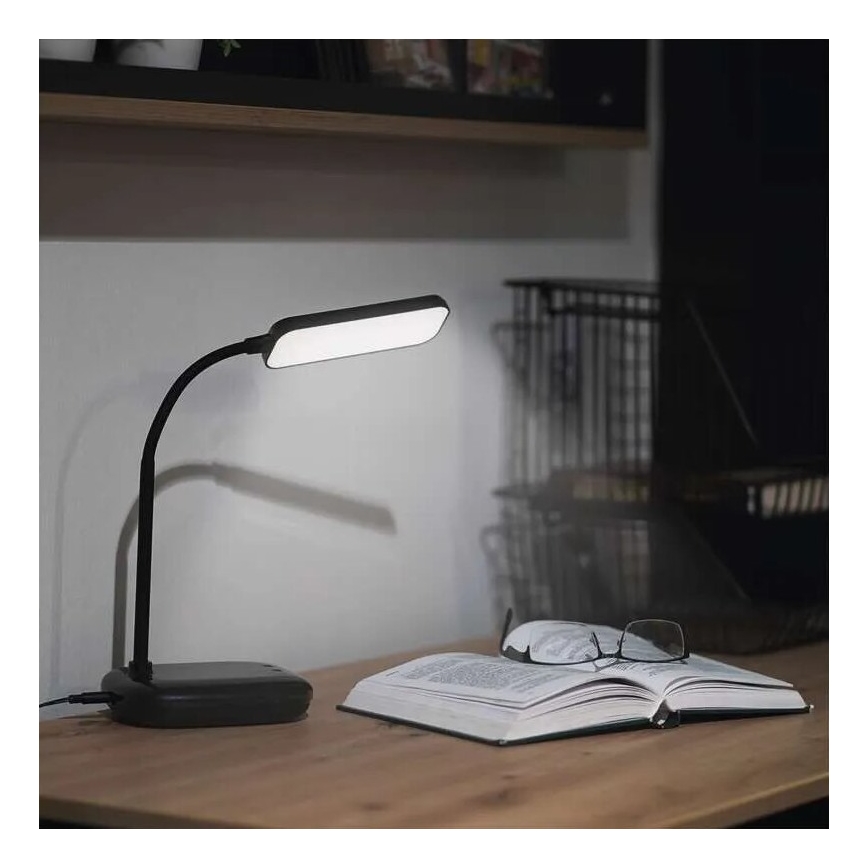 LED Stmievateľná flexibilná stolná lampa LED/12W/230V 3000K/4000K/6500K čierna