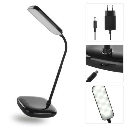 LED Stmievateľná flexibilná stolná lampa LED/12W/230V 3000K/4000K/6500K čierna