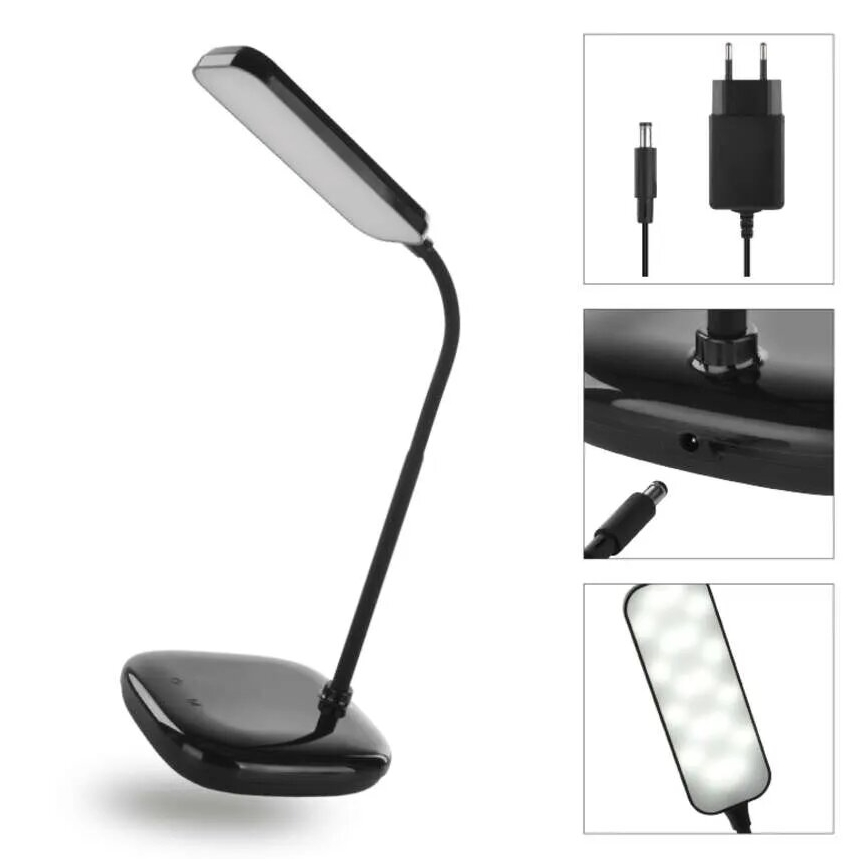 LED Stmievateľná flexibilná stolná lampa LED/12W/230V 3000K/4000K/6500K čierna