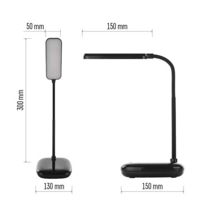 LED Stmievateľná flexibilná stolná lampa LED/12W/230V 3000K/4000K/6500K čierna