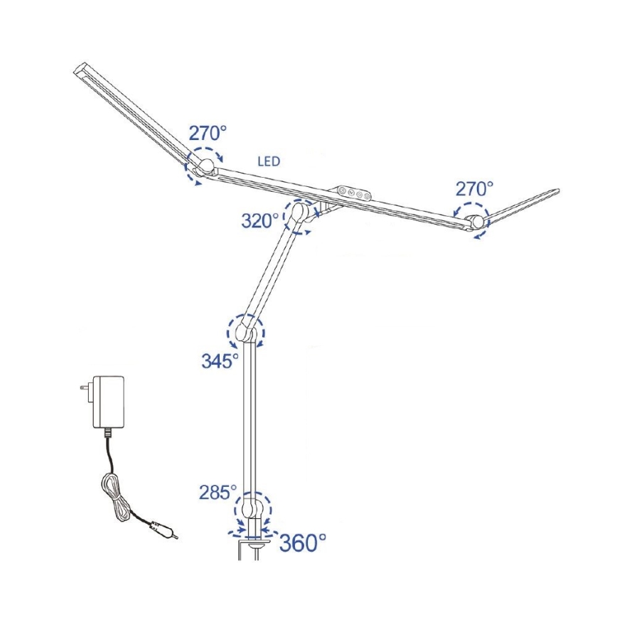 LED Stmievateľná dotyková flexibilná stolná lampa LED/36W/230V 3000-6500K CRI 92 čierna