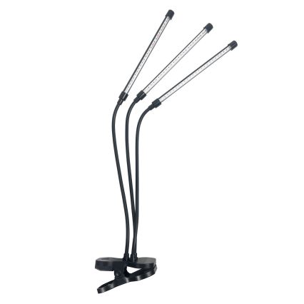 LED Stmievateľná flexibilná stolná lampa s klipom na pestovanie rastlín VITARO 3xLED/10W/230V čierna