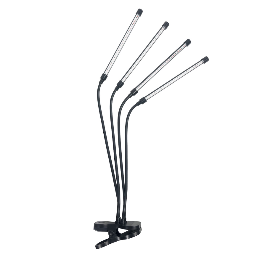 LED Stmievateľná flexibilní stolná lampa s klipom na pestovanie rastlín VITARO 4xLED/10W/230V čierna