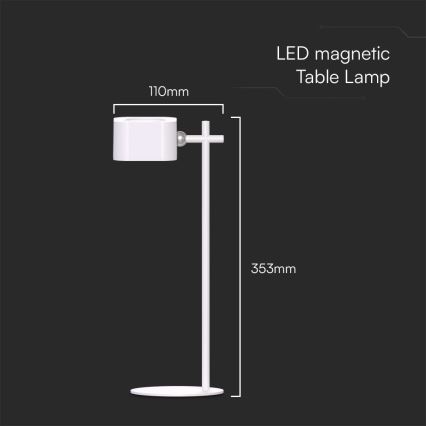 LED Stmievateľná magnetická nabíjacia stolná lampa 4v1 LED/3W/5V 3000-6000K 1800 mAh biela