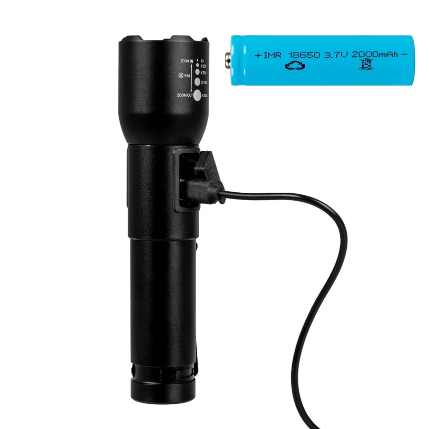 LED Stmievateľná nabíjacia baterka LED/20W/5V IPX4 800 lm 2000 mAh