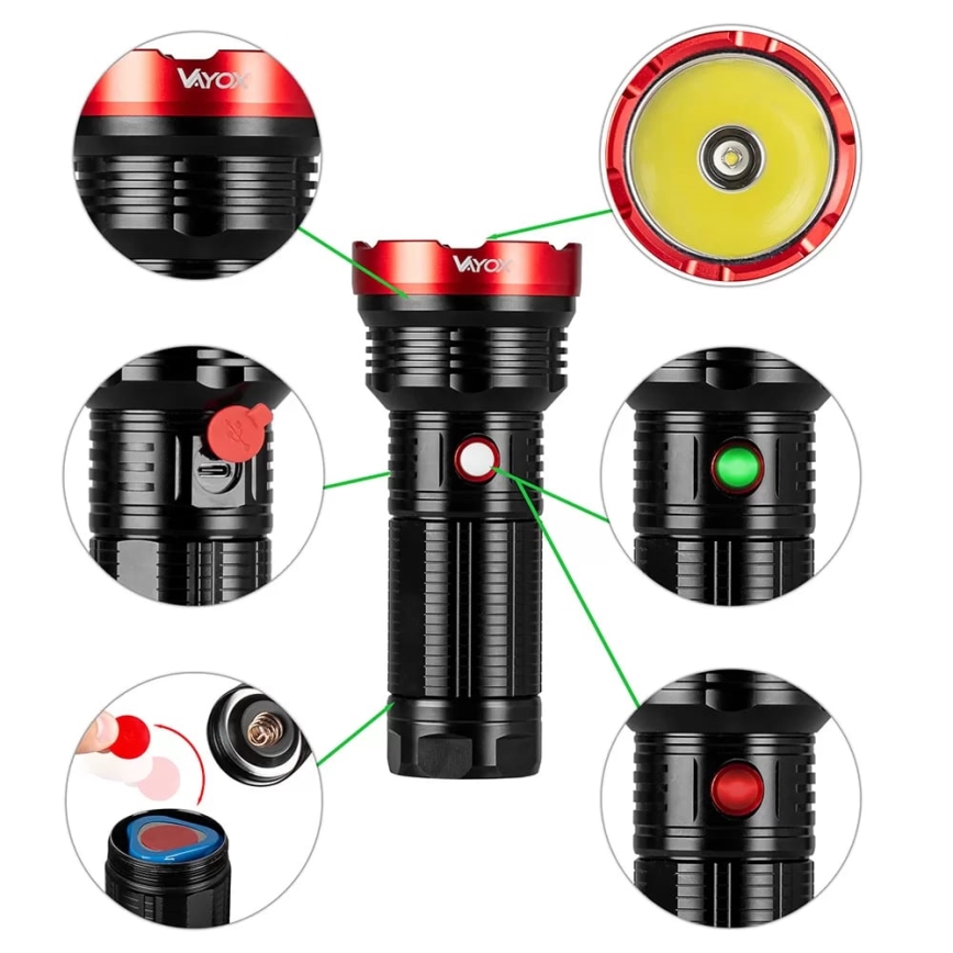 LED Stmievateľná nabíjacia baterka LED/20W/5V IPX5 2000 lm 6000 mAh