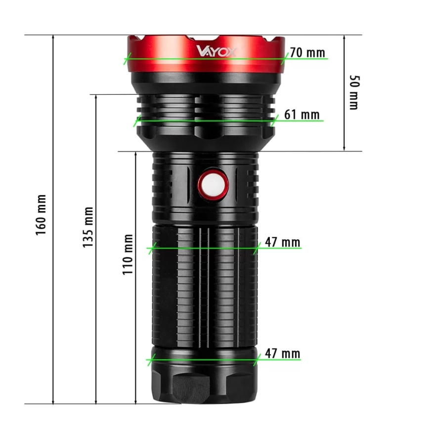 LED Stmievateľná nabíjacia baterka LED/20W/5V IPX5 2000 lm 6000 mAh