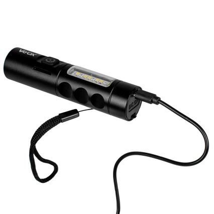 LED Stmievateľná nabíjacia baterka s červeným svetlom LED/5W/5V IPX4 250 lm 2000 mAh