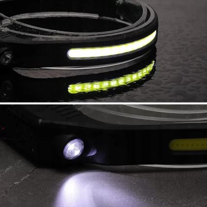 LED Stmievateľná nabíjacia čelovka so senzorom 2xLED/5V IP44 350 lm 1200 mAh
