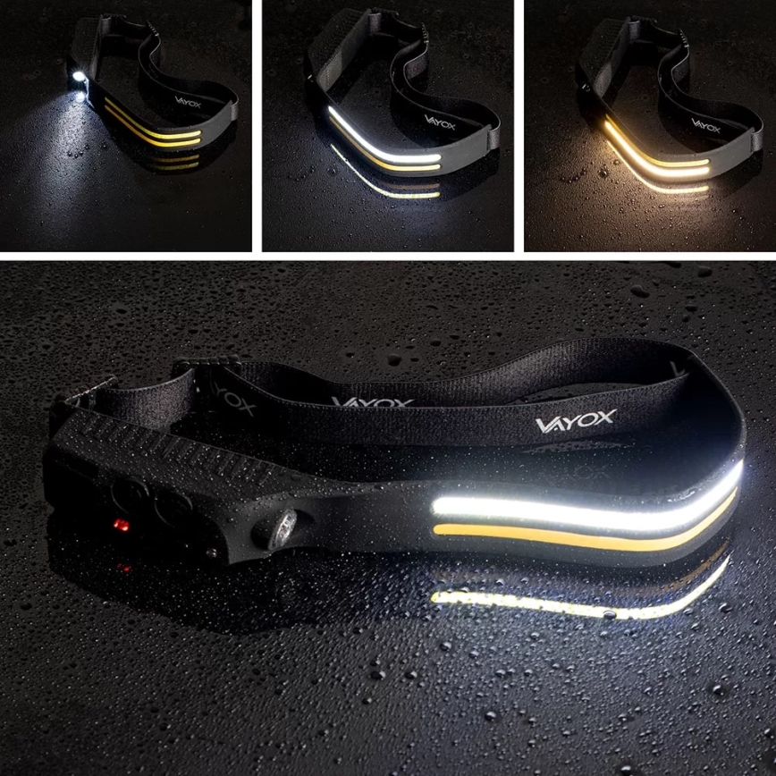 LED Stmievateľná nabíjacia čelovka so senzorom 3xLED/5V IP44 300 lm 1200 mAh