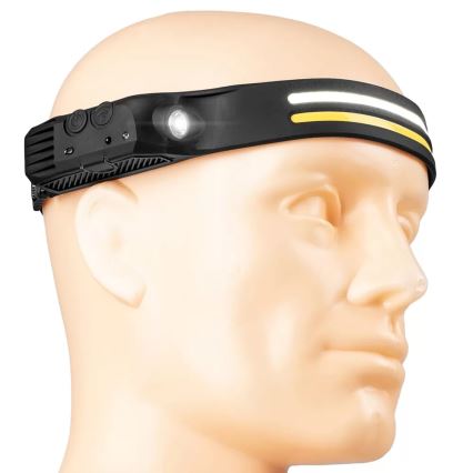 LED Stmievateľná nabíjacia čelovka so senzorom 3xLED/5V IP44 300 lm 1200 mAh