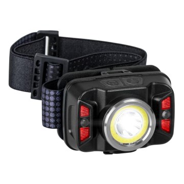 LED Stmievateľná nabíjacia čelovka so senzorom a červeným svetlom LED/15W/5V IP66 430 lm 1800 mAh