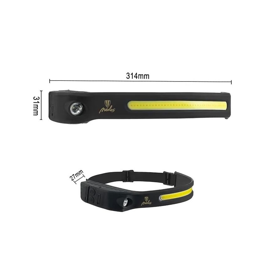 LED Stmievateľná nabíjacia čelovka so senzorom LED/8W/5V IP44 570 lm 2000 mAh